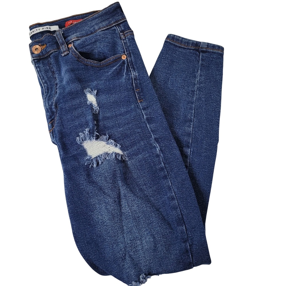 Celebrity Pink The Spice Distressed Skinny Jeans Blue Sz 9/29 Short Mens Womens‎